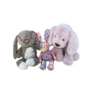 Lot of 3 Gund Animal Adventure Bunny Dog Plush Stuffed Animal Toy